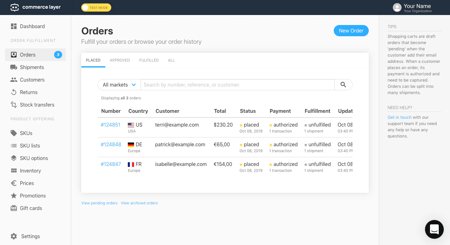 screenshot of Commerce Layer